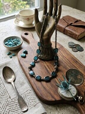 Teal glass necklace